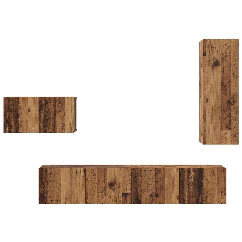 Set mobile TV 4 pcs Legno vecchio Legno multistrato