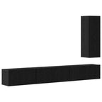 Set mobile TV con cassetto 4 pcs Rovere Nero Legno multistrato