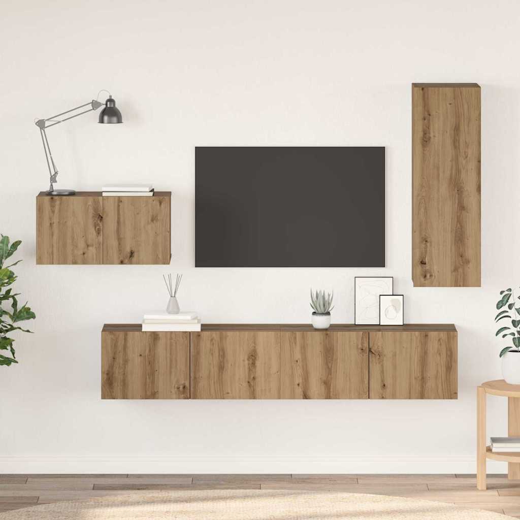Set mobile TV 4 pcs Rovere artigianale Legno multistrato