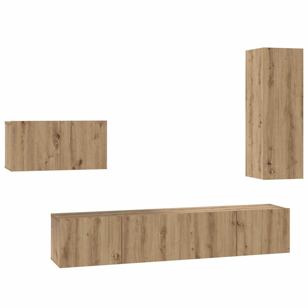 Set mobile TV 4 pcs Rovere artigianale Legno multistrato
