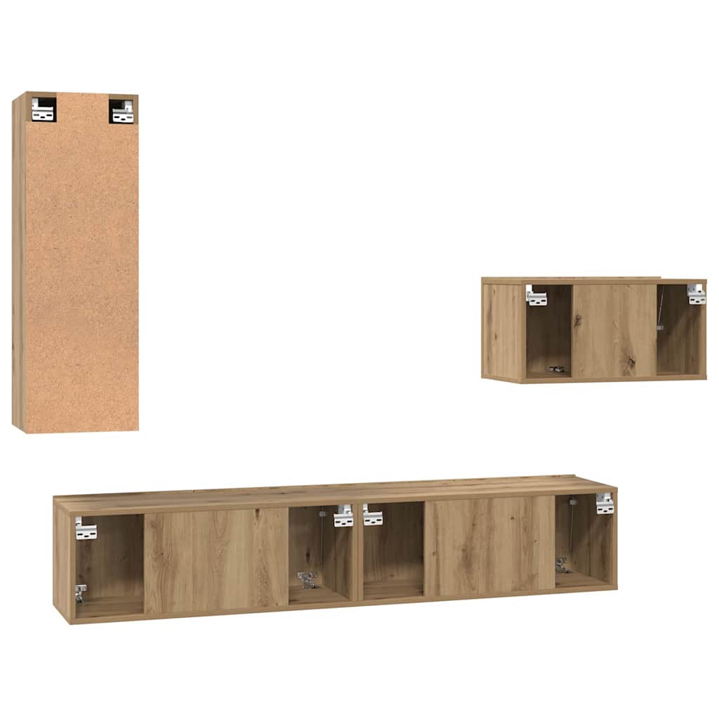 Set mobile TV 4 pcs Rovere artigianale Legno multistrato