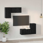 Set mobile TV Montaggio a parete Rovere Nero Legno multistrato