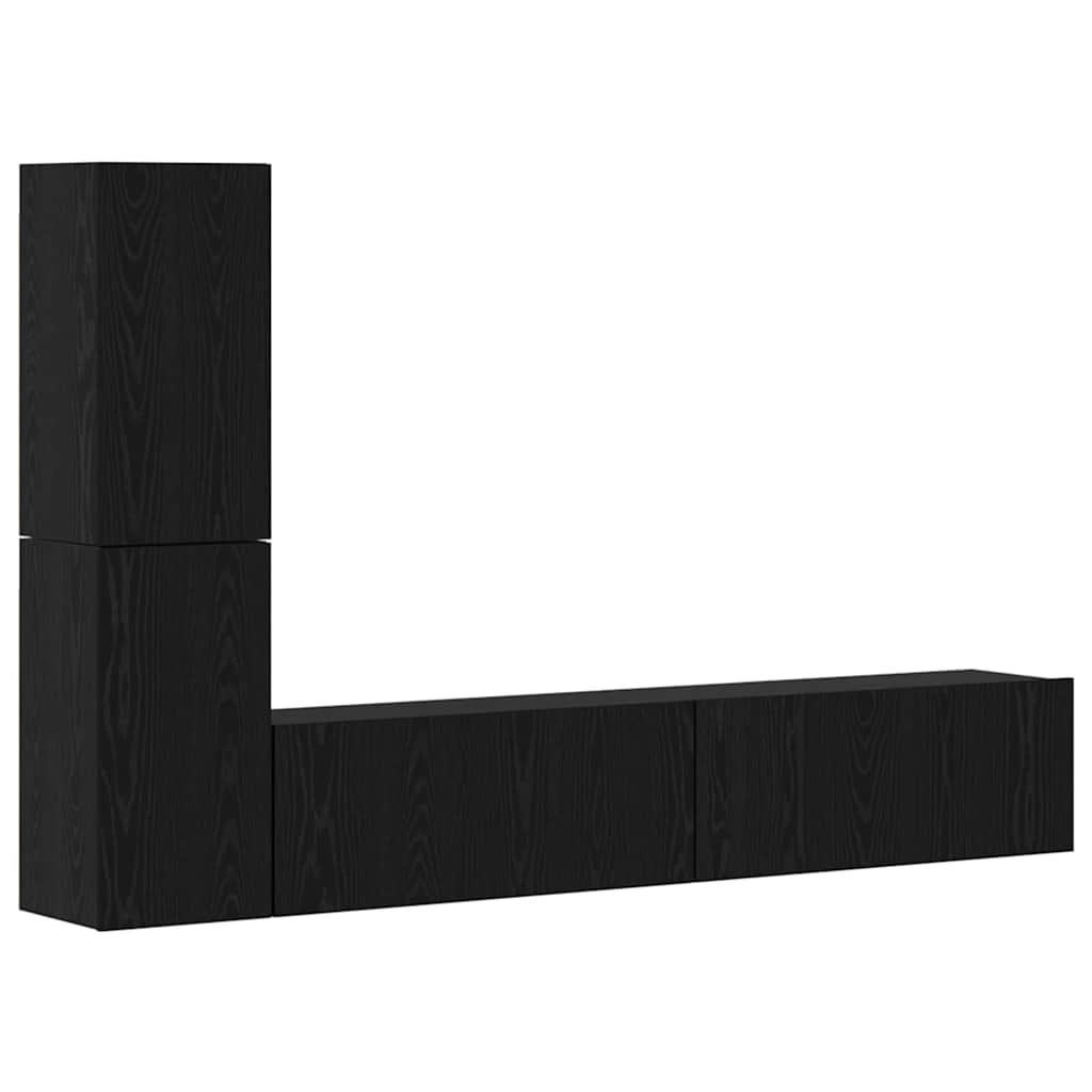 Mobile TV da Parete 2 pcs Rovere Nero Legno multistrato
