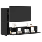 Mobile TV da Parete 2 pcs Rovere Nero Legno multistrato