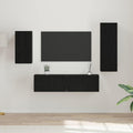 Set mobile TV 4 pcs Rovere Nero Legno multistrato