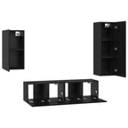 Set mobile TV 4 pcs Rovere Nero Legno multistrato
