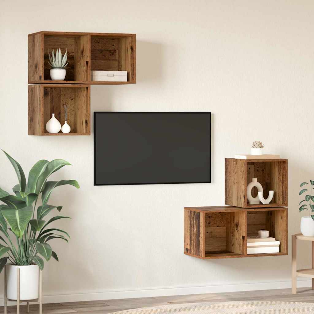 Set mobile TV 4 pcs Legno vecchio Legno multistrato