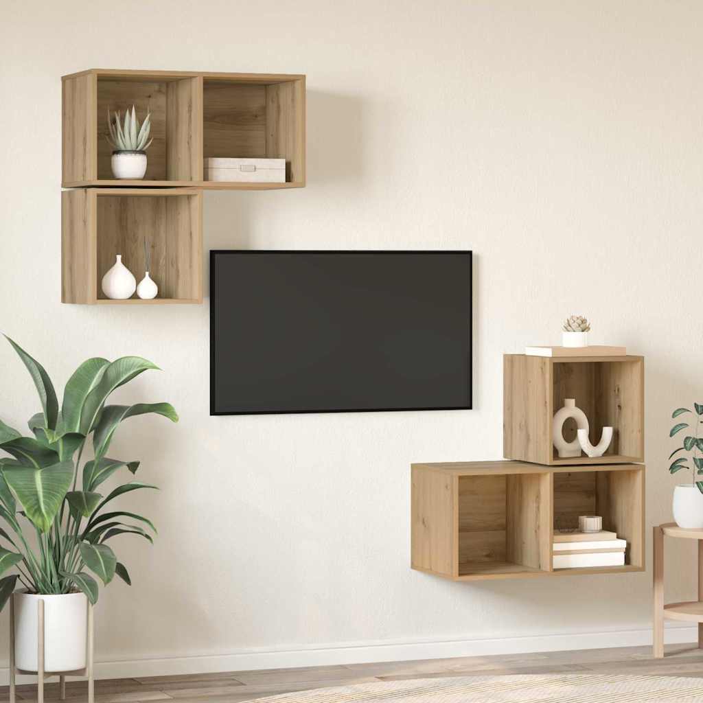 Set mobile TV 4 pcs Rovere artigianale Legno multistrato