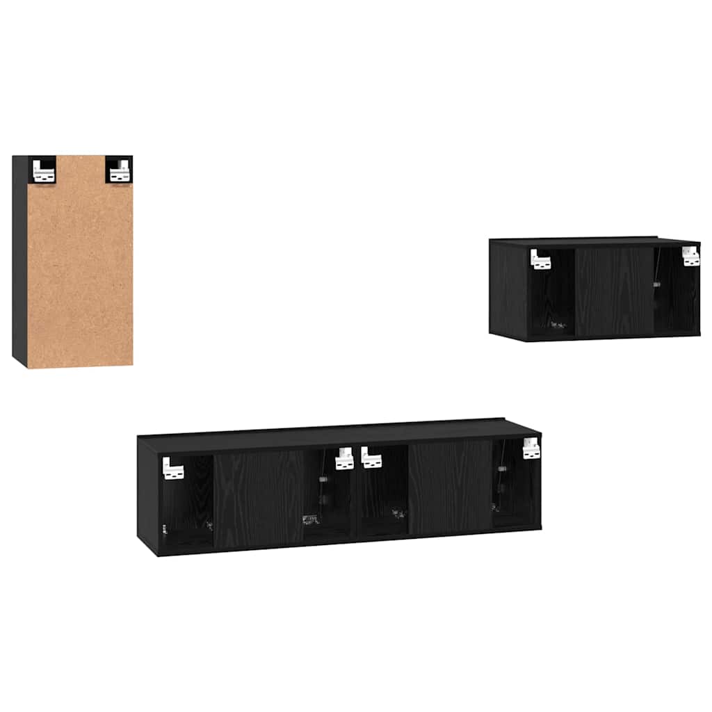 Set mobile TV con cassetto Rovere Nero Legno multistrato