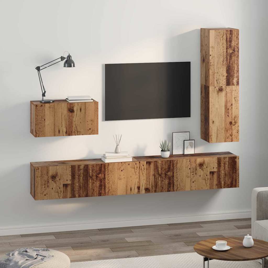 Set mobile TV 4 pcs Legno vecchio Legno multistrato