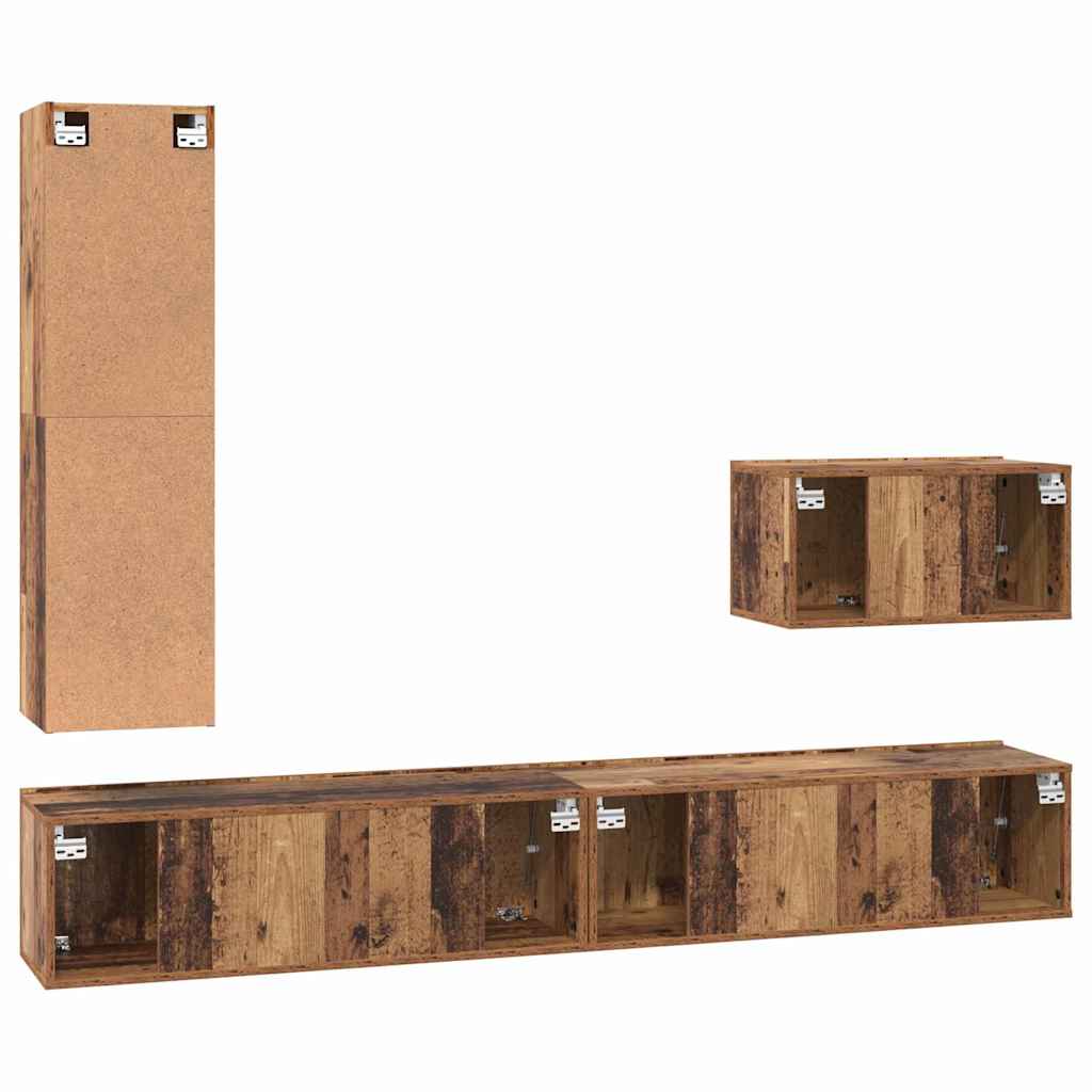 Set mobile TV 4 pcs Legno vecchio Legno multistrato