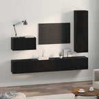 Set mobile TV con cassetto 4 pcs Rovere Nero Legno multistrato