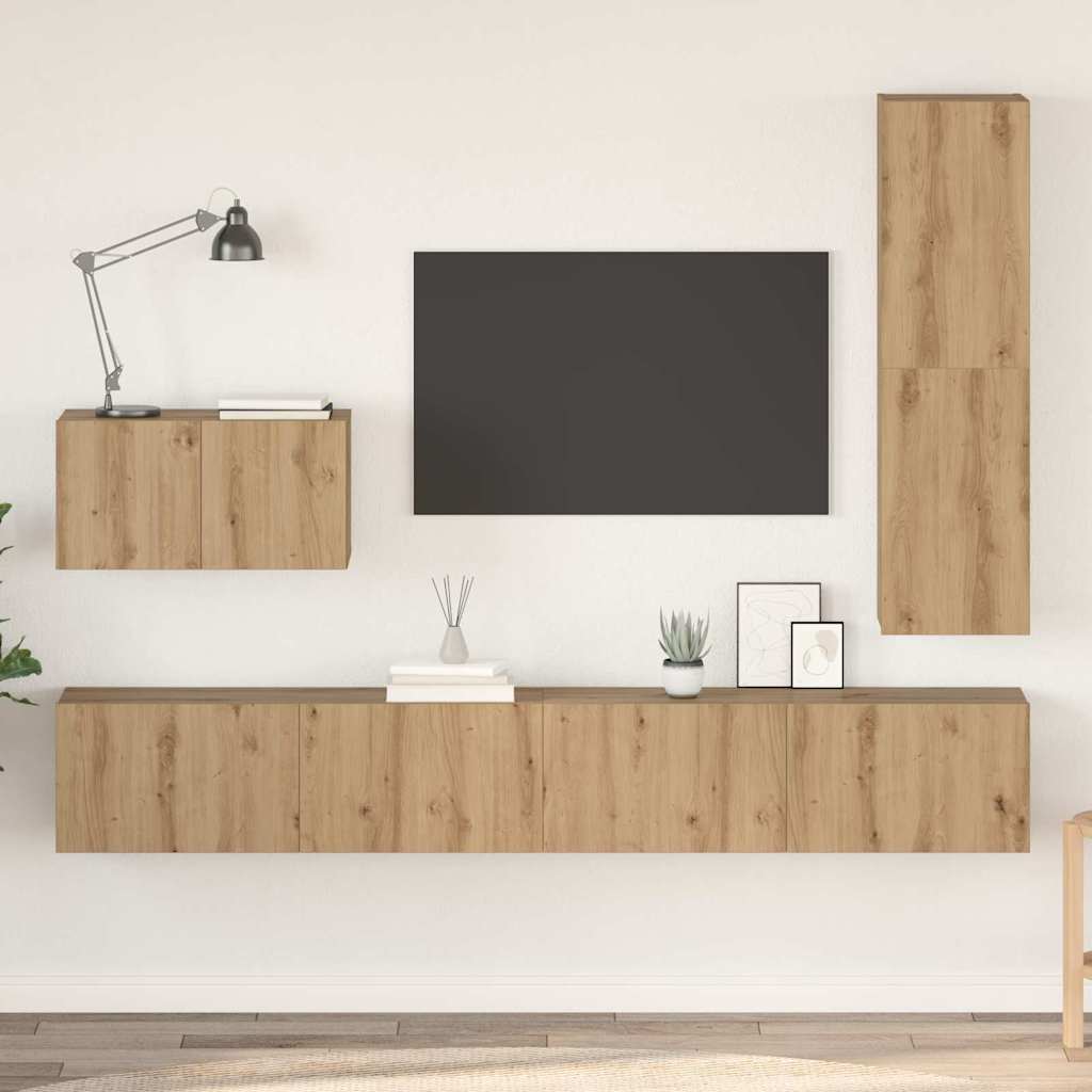Set mobile TV 4 pcs Rovere artigianale Legno multistrato