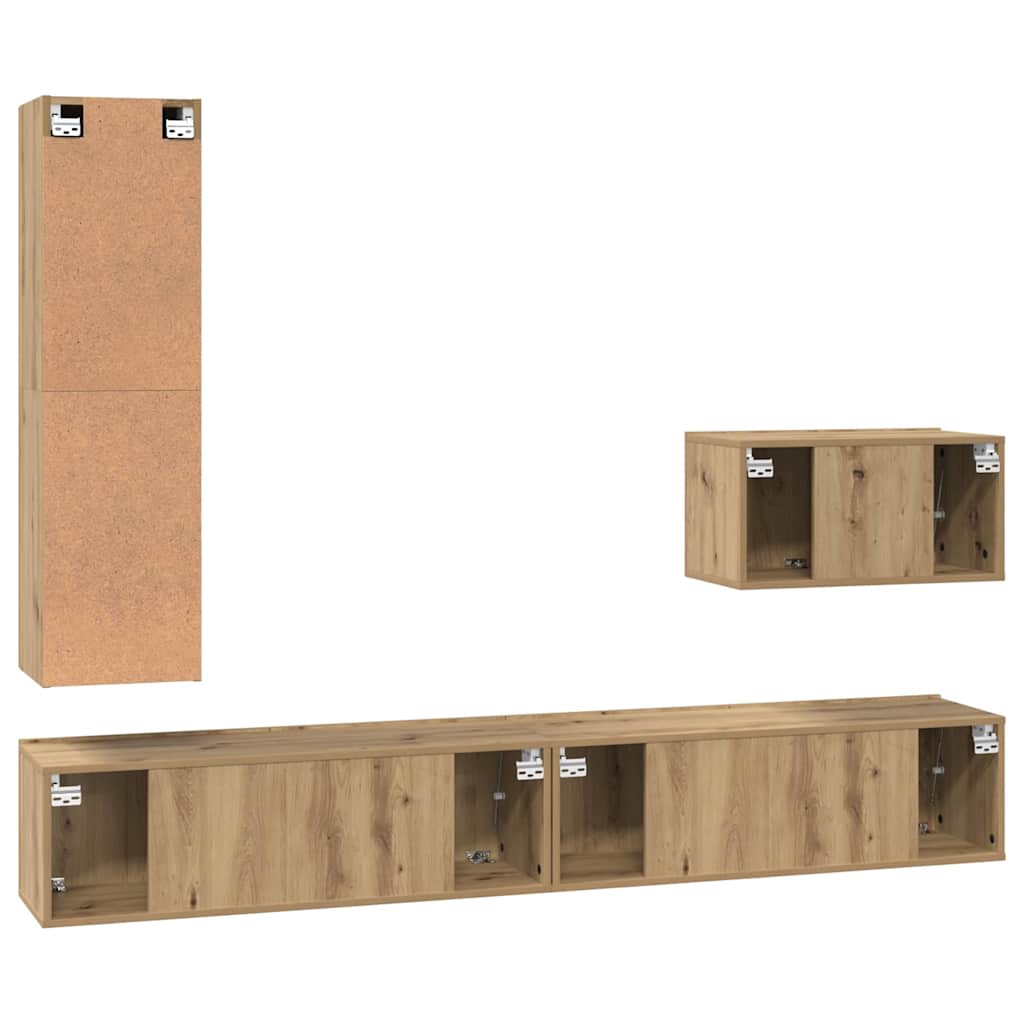 Set mobile TV 4 pcs Rovere artigianale Legno multistrato