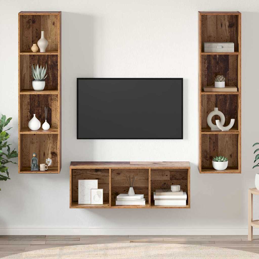 Set mobile TV 3 pcs Legno vecchio Legno multistrato
