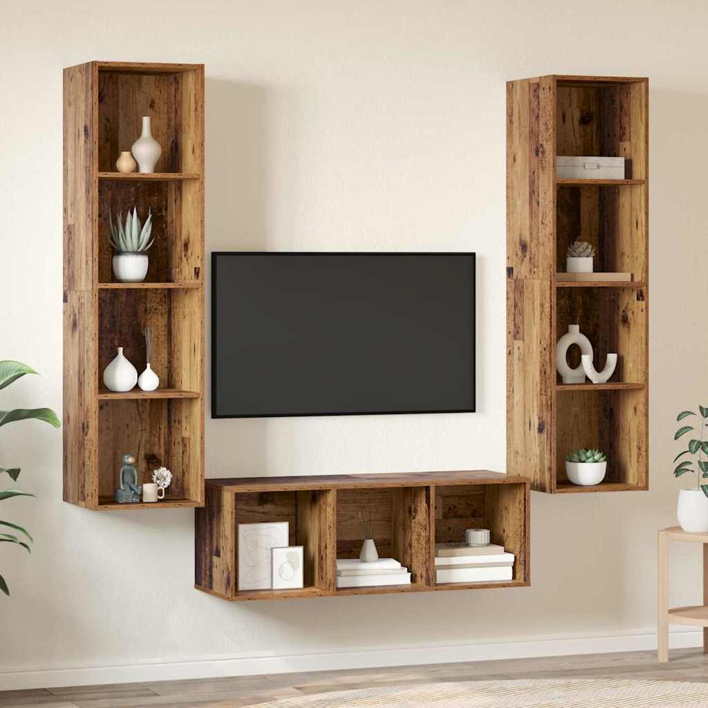 Set mobile TV 3 pcs Legno vecchio Legno multistrato
