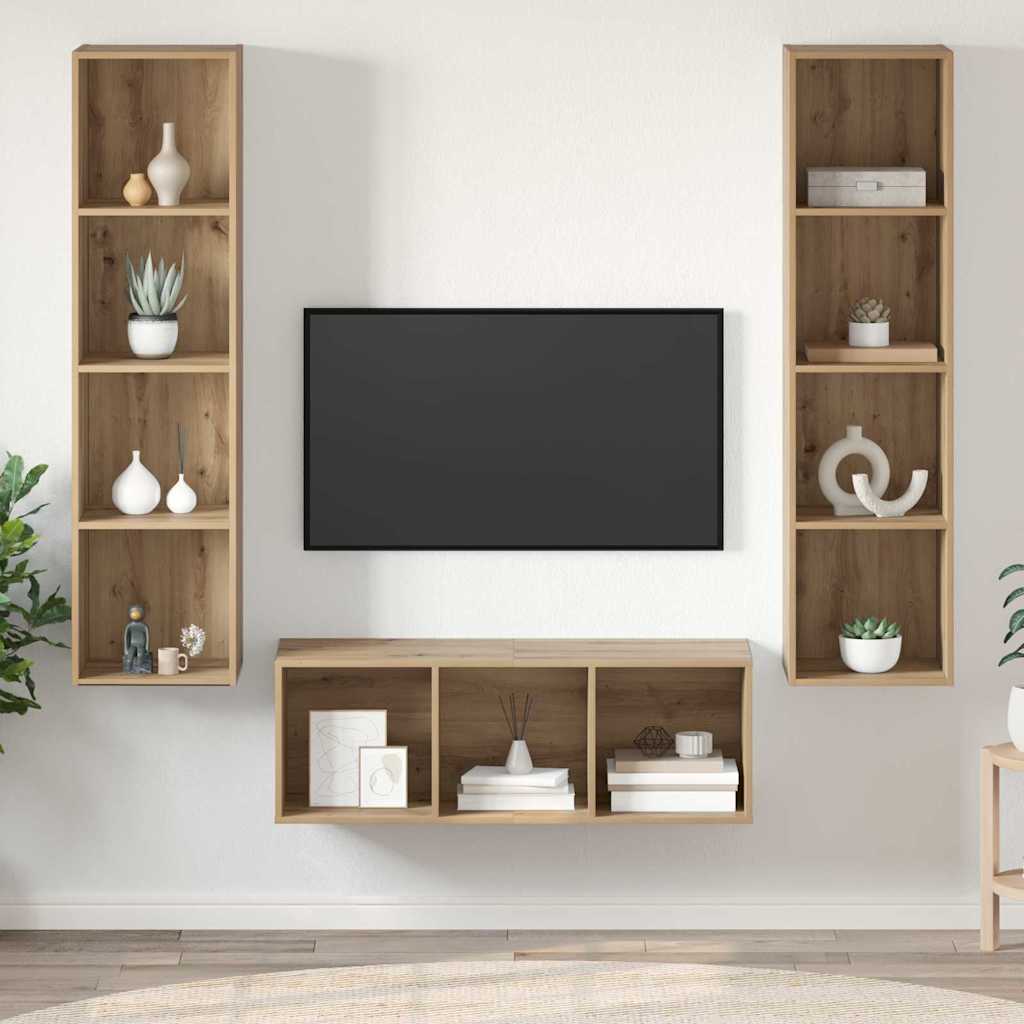 Set mobile TV 3 pcs Rovere artigianale Legno multistrato