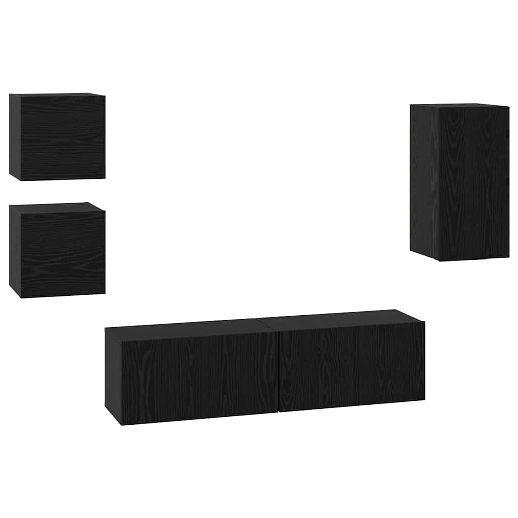 Set mobile TV 5 pcs Rovere Nero Legno multistrato