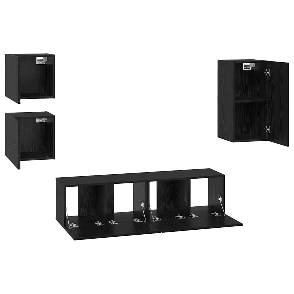 Set mobile TV 5 pcs Rovere Nero Legno multistrato