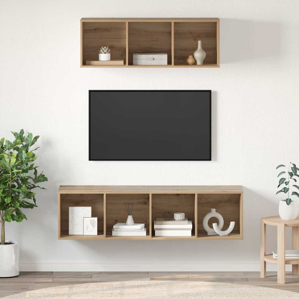 Set mobile TV 2 pcs Rovere artigianale Legno multistrato