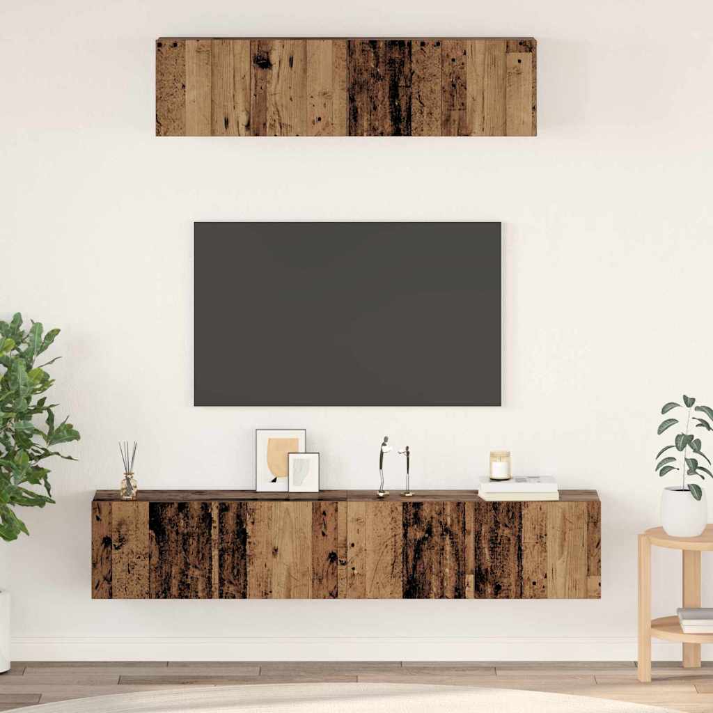 Set mobile TV 4 pcs Legno vecchio Legno multistrato