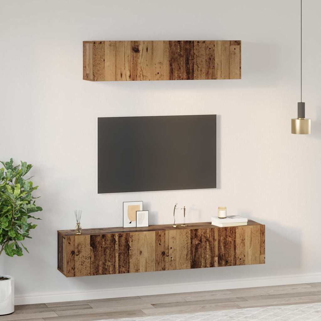 Set mobile TV 4 pcs Legno vecchio Legno multistrato