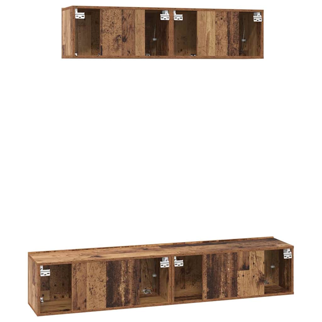 Set mobile TV 4 pcs Legno vecchio Legno multistrato