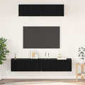 Set mobile TV 4 pcs Rovere Nero Legno multistrato