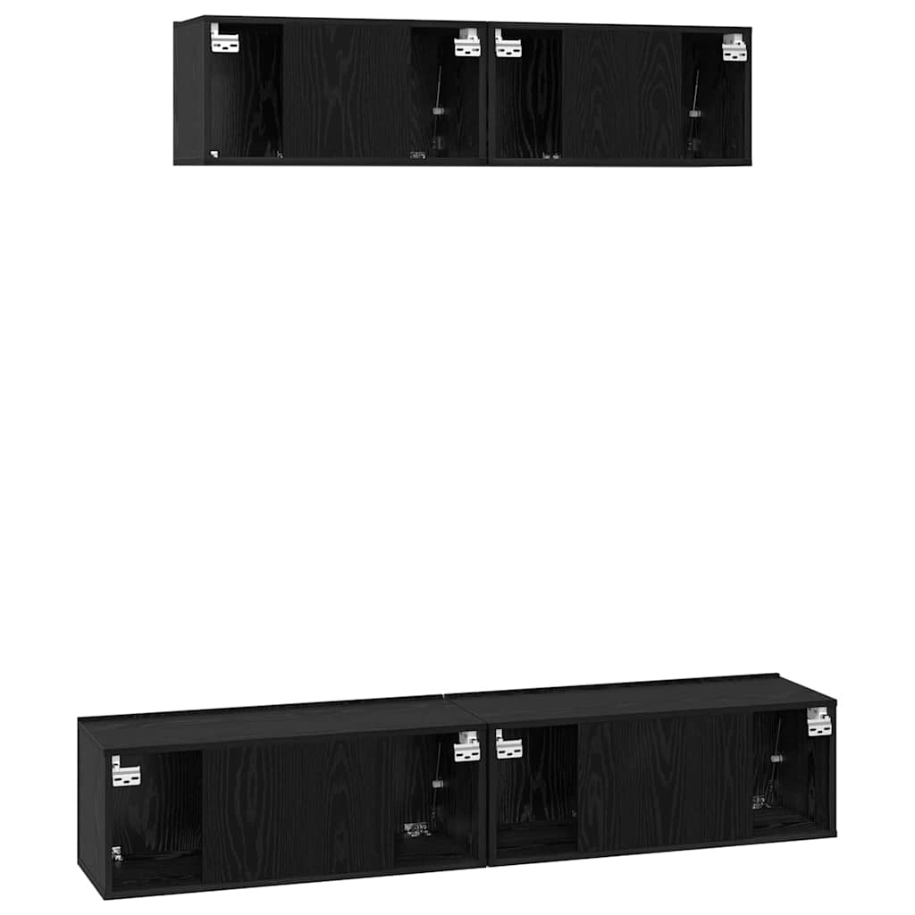 Set mobile TV 4 pcs Rovere Nero Legno multistrato