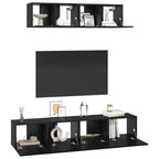 Set mobile TV 4 pcs Rovere Nero Legno multistrato