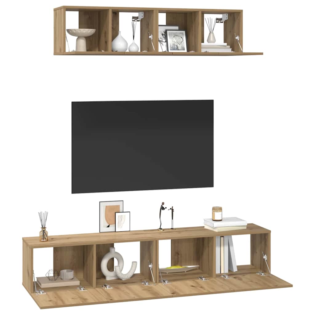 Set mobile TV 4 pcs Rovere artigianale Legno multistrato