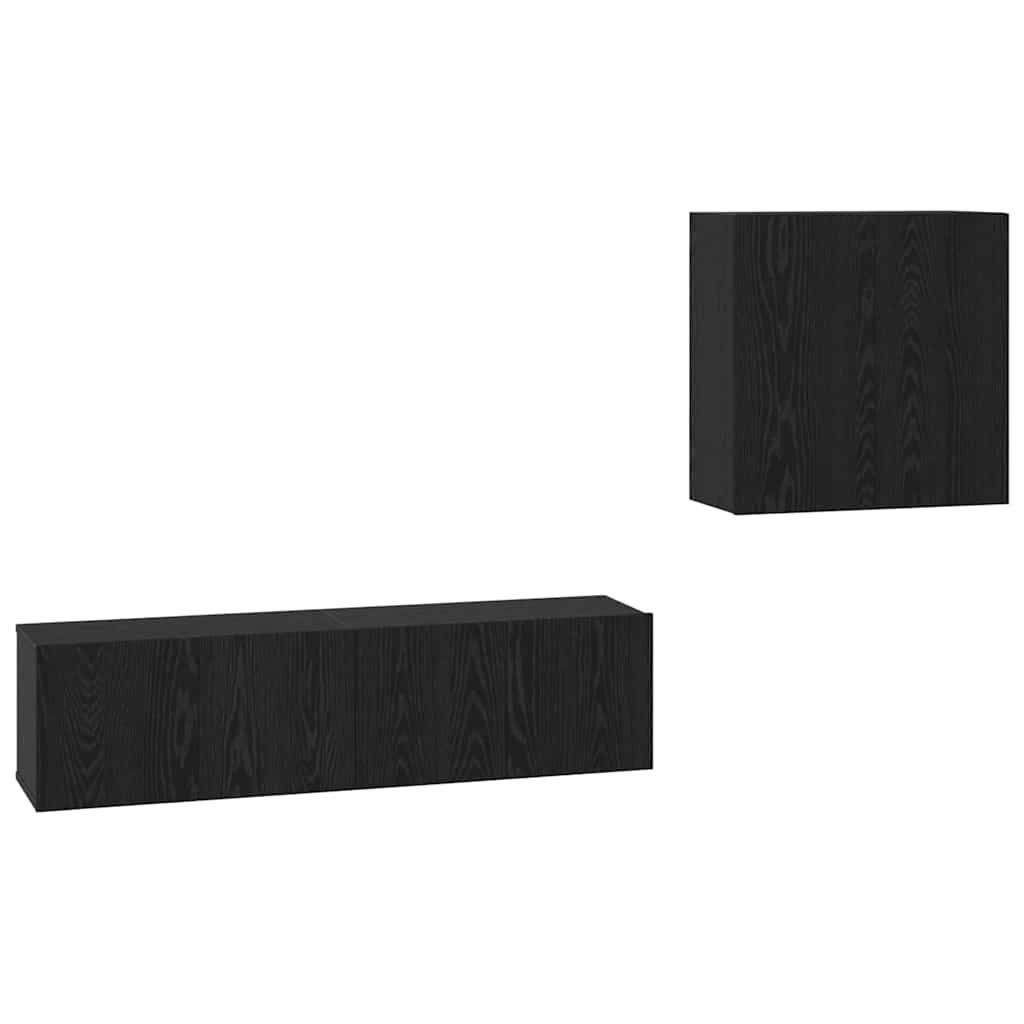 Set mobile TV Montaggio a parete Rovere Nero Legno multistrato