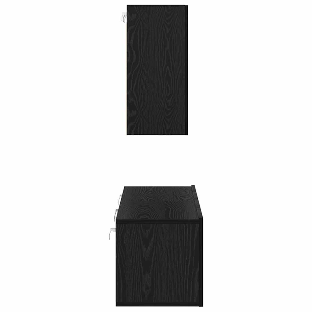 Set mobile TV Montaggio a parete Rovere Nero Legno multistrato