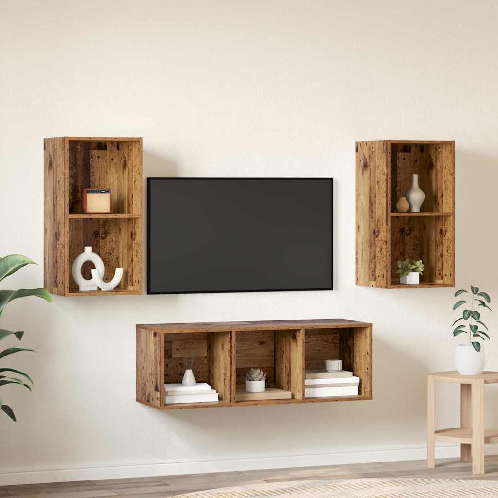 Set mobile TV 3 pcs Legno vecchio Legno multistrato