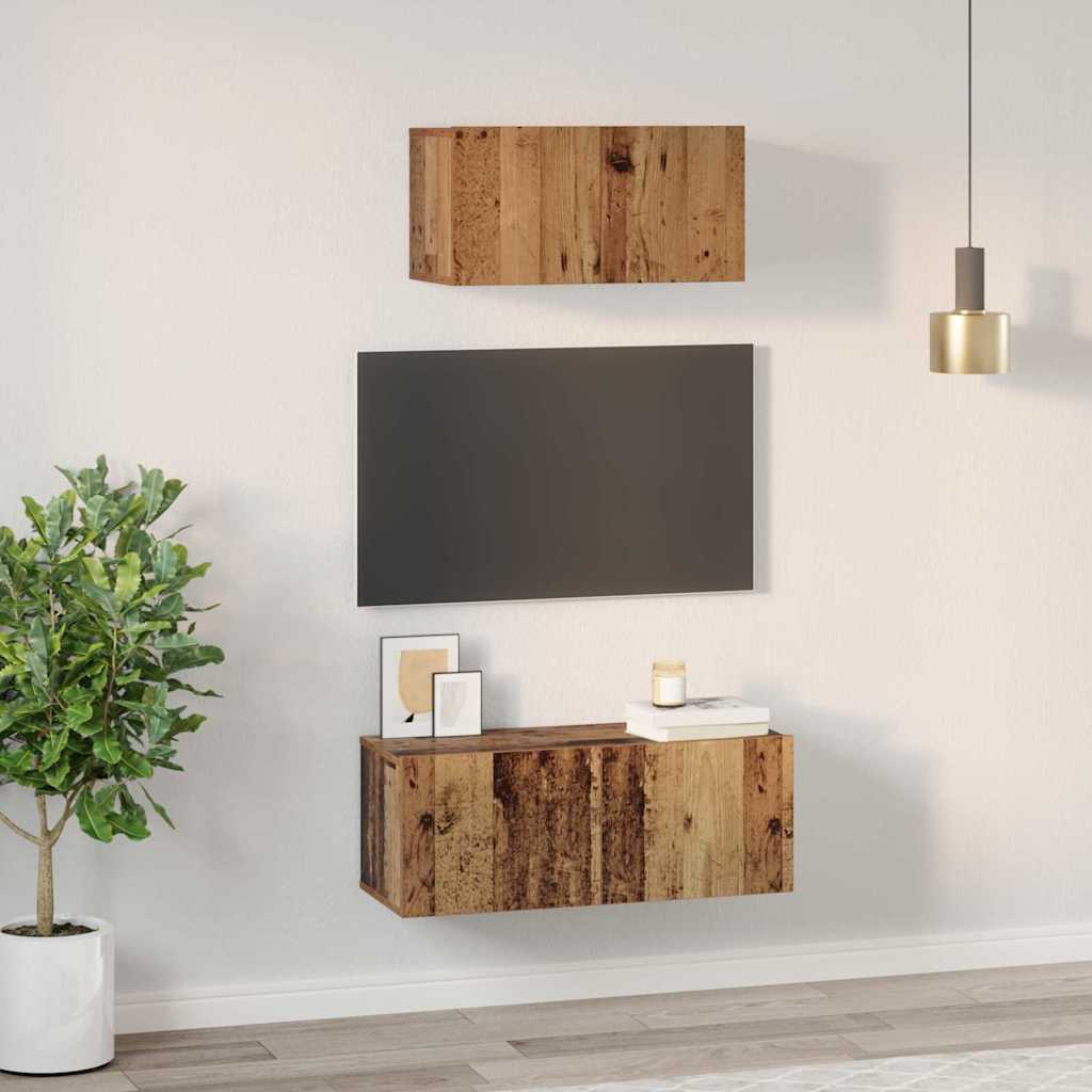 Set mobile TV 2 pcs Legno vecchio Legno multistrato