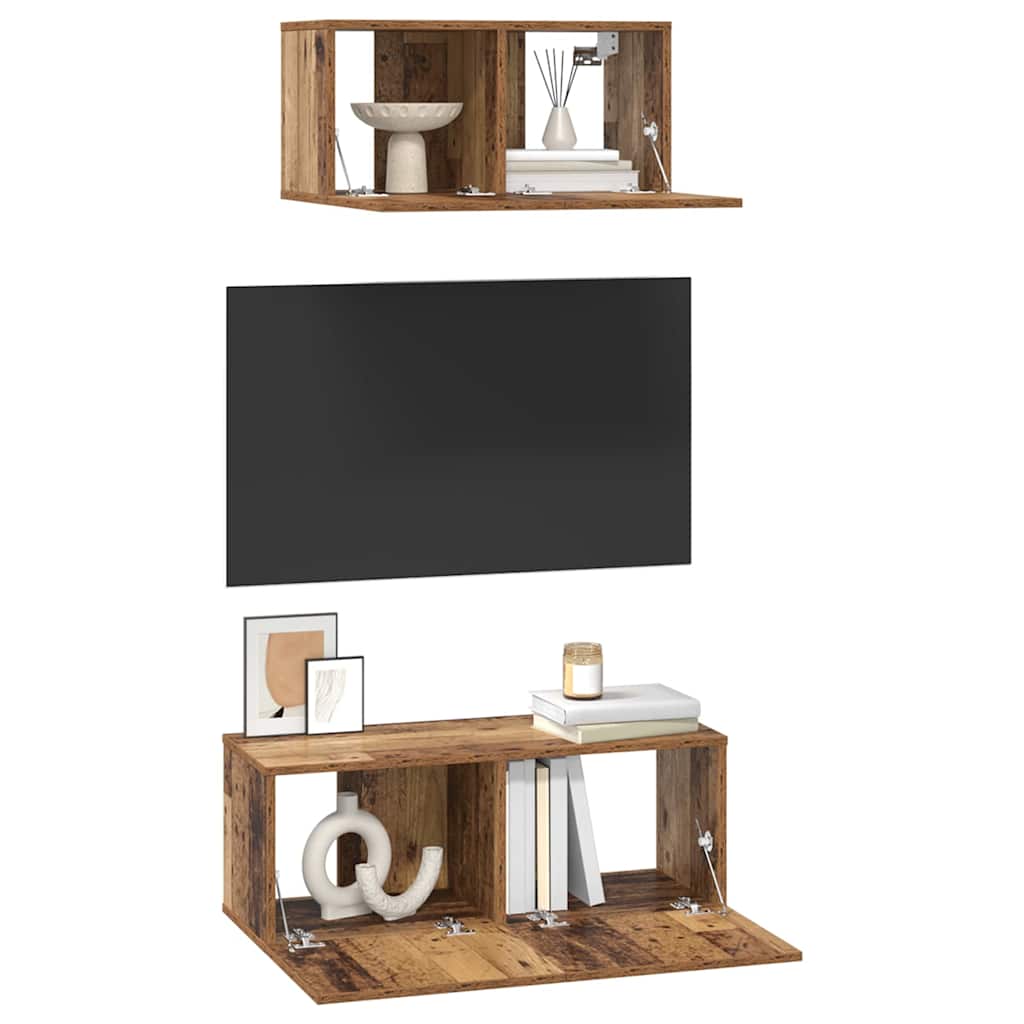Set mobile TV 2 pcs Legno vecchio Legno multistrato