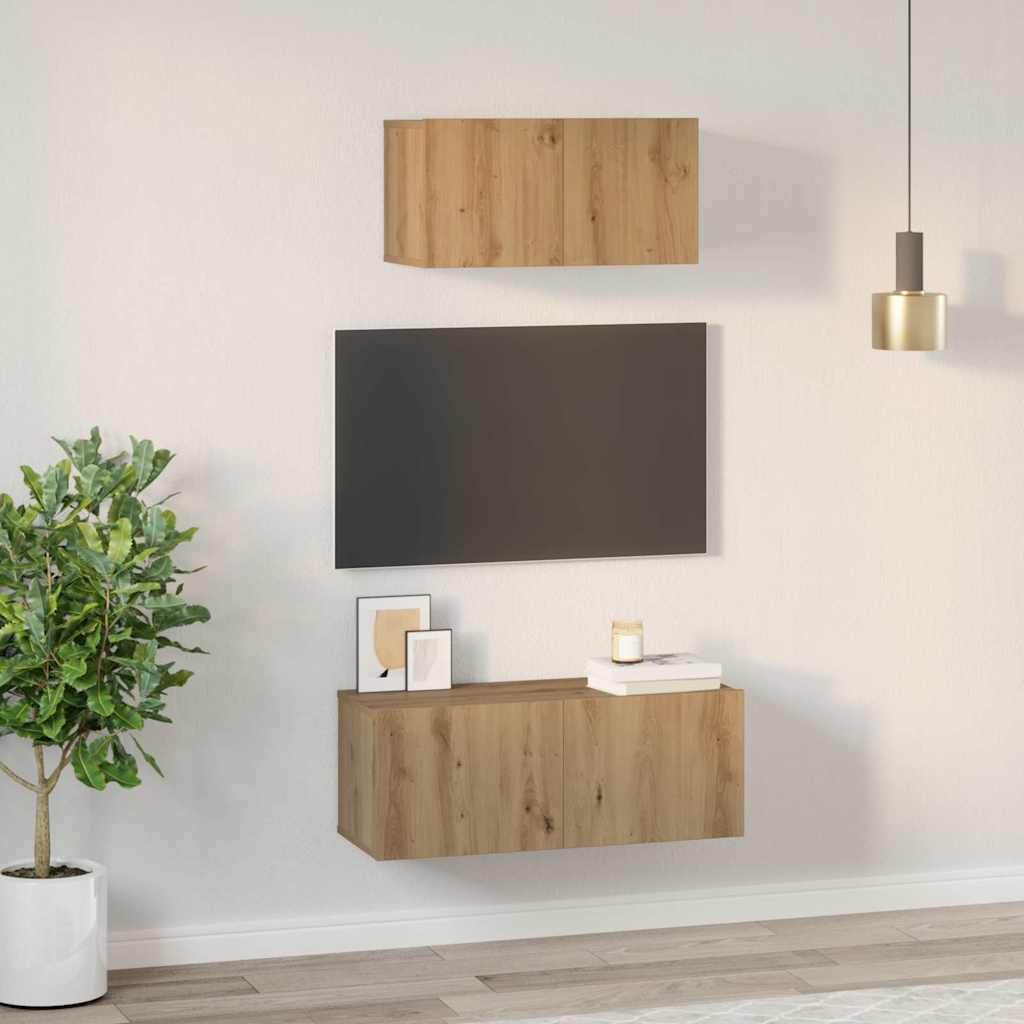 Set mobile TV 2 pcs Rovere artigianale Legno multistrato