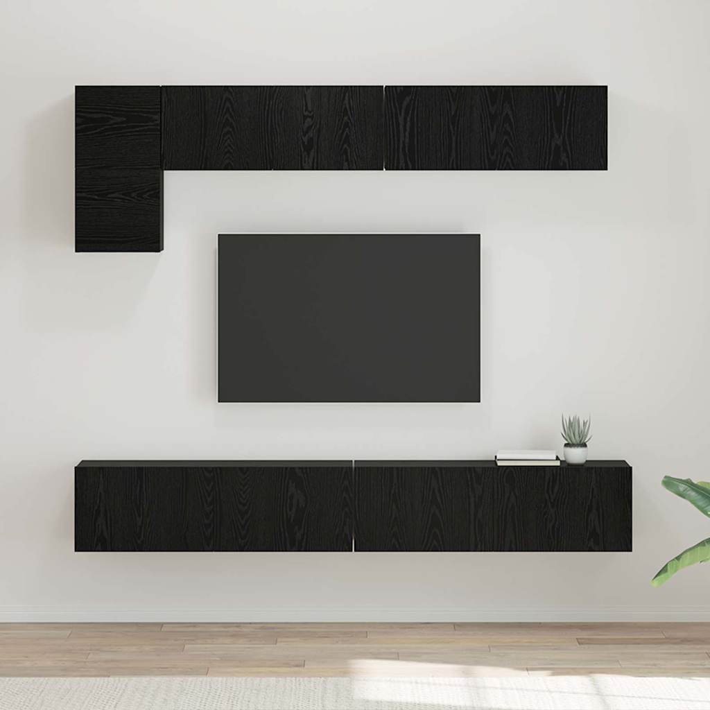 Set mobile TV 5 pcs Rovere Nero Legno multistrato