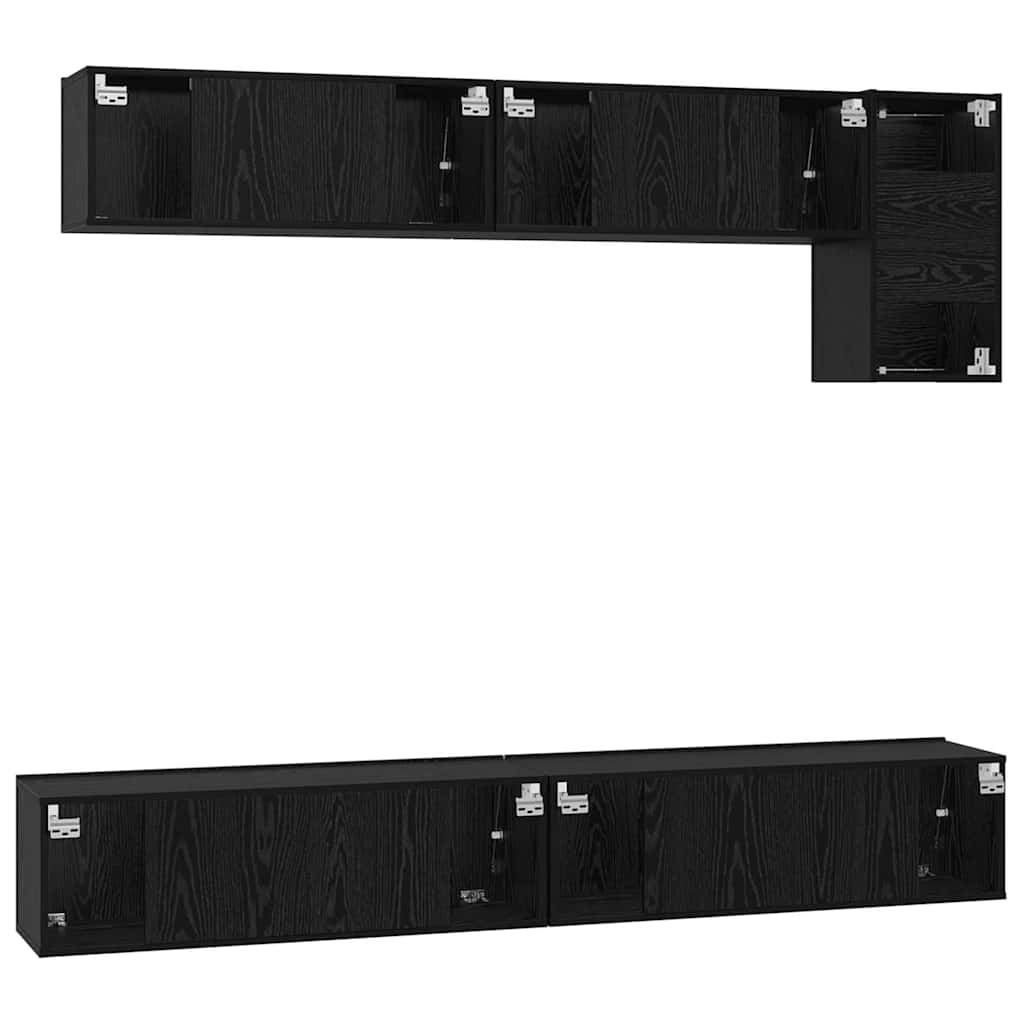 Set mobile TV 5 pcs Rovere Nero Legno multistrato