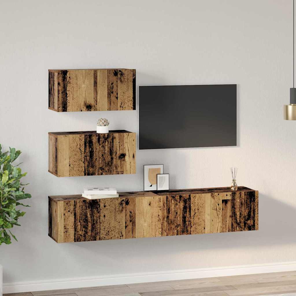 Set mobile TV 4 pcs Legno antico Legno ingegnerizzato
