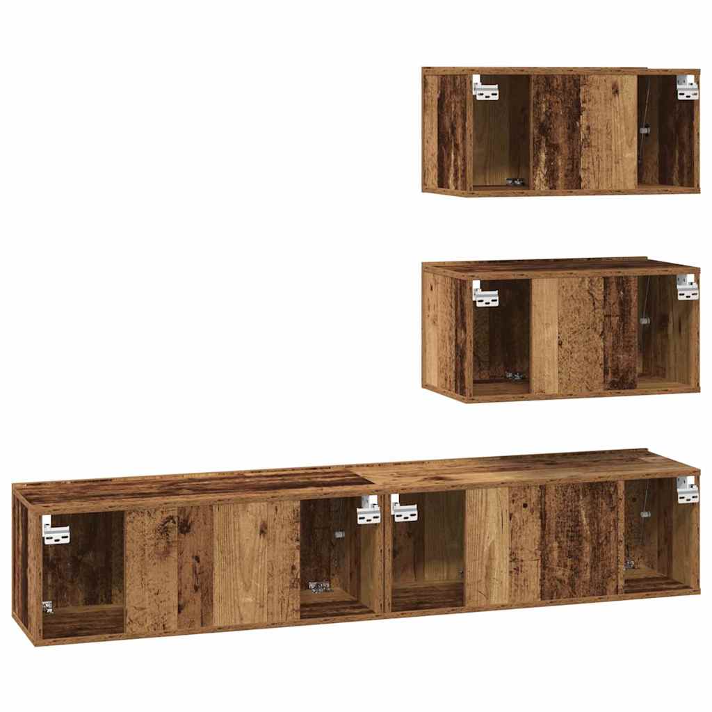 Set mobile TV 4 pcs Legno antico Legno ingegnerizzato