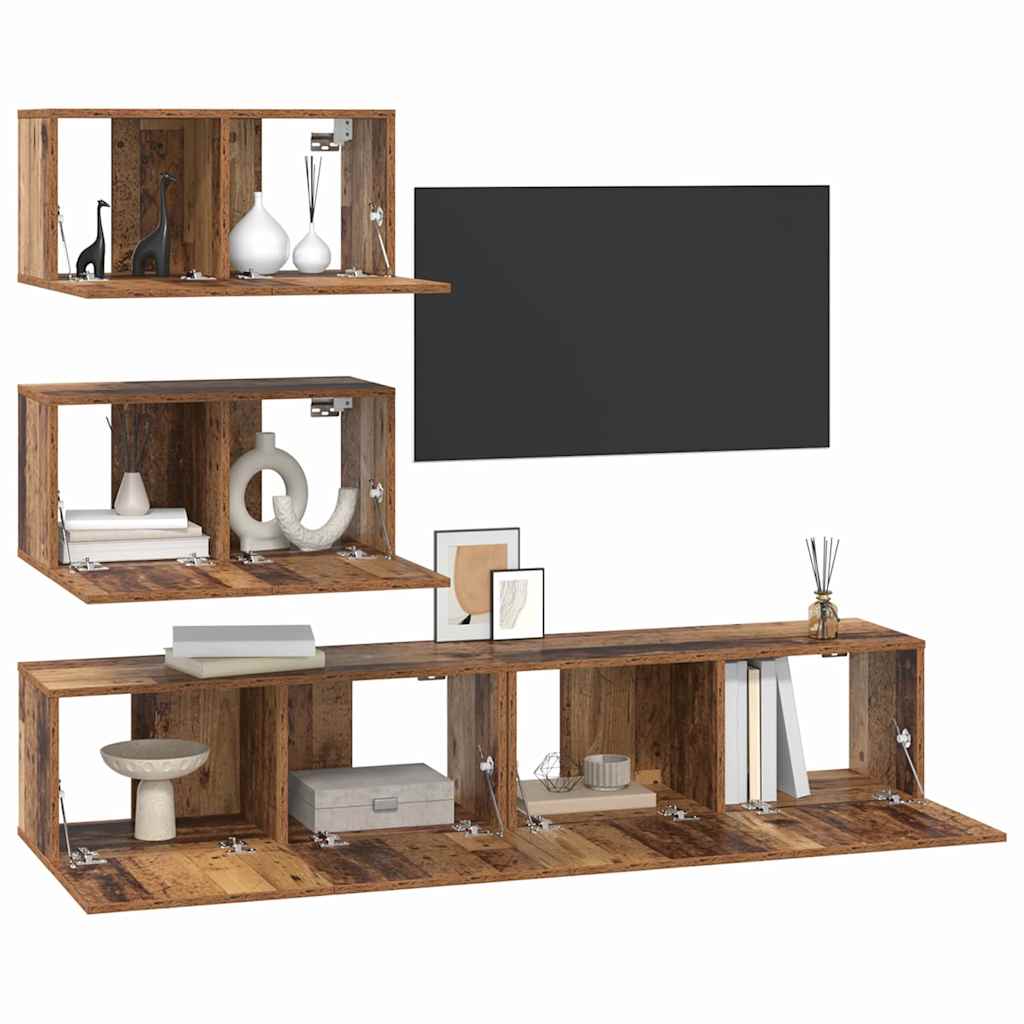 Set mobile TV 4 pcs Legno antico Legno ingegnerizzato