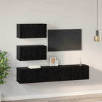 Set mobile TV 4 pcs Rovere Nero Legno ingegnerizzato