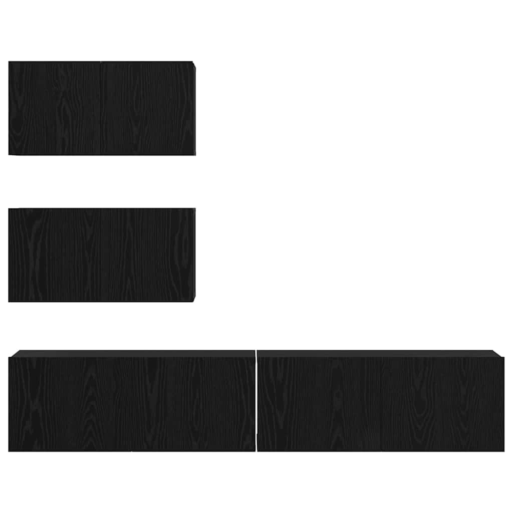 Set mobile TV 4 pcs Rovere Nero Legno ingegnerizzato