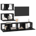 Set mobile TV 4 pcs Rovere Nero Legno ingegnerizzato