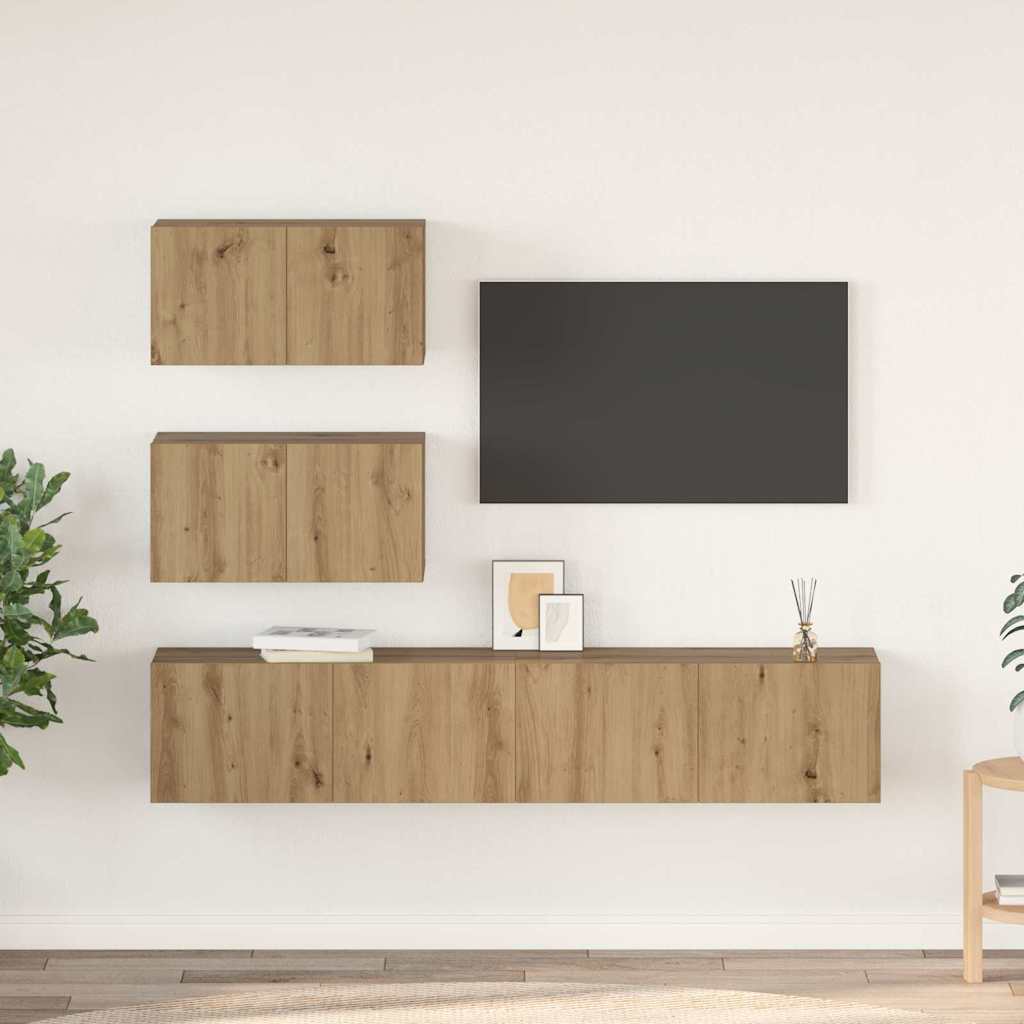 Set mobile TV 4 pcs Rovere Artigianale Legno ingegnerizzato