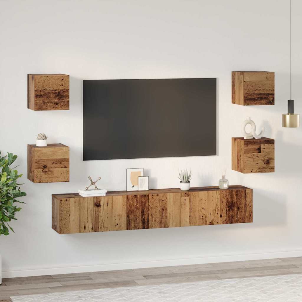 Set mobile TV 7 pcs Legno vecchio Legno multistrato