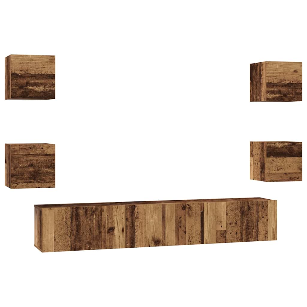Set mobile TV 7 pcs Legno vecchio Legno multistrato
