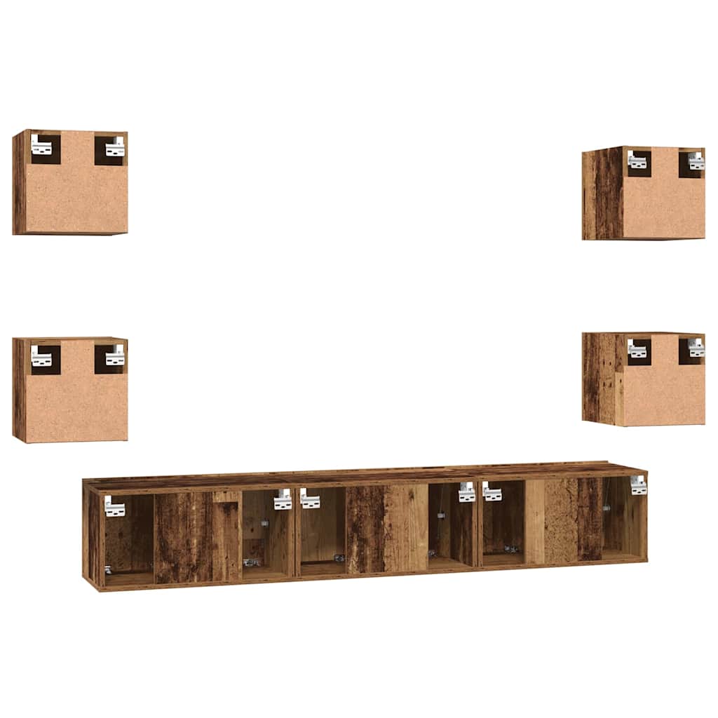 Set mobile TV 7 pcs Legno vecchio Legno multistrato