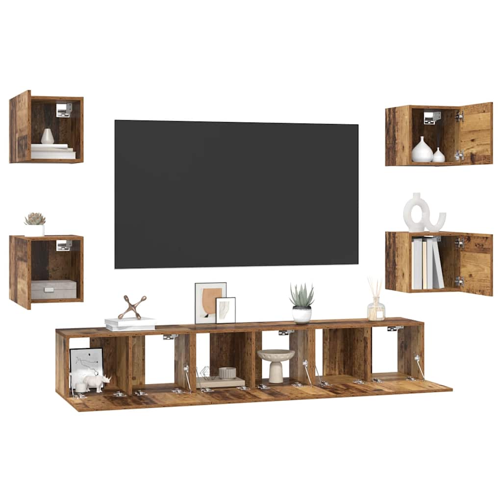 Set mobile TV 7 pcs Legno vecchio Legno multistrato